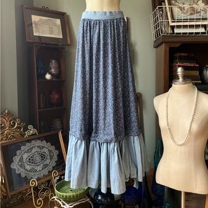VTG PRAIRIE FLORAL COTTAGE SKIRT HOMEMADE RUFFLED HEM COTTAGECORE FARMHOUSE
